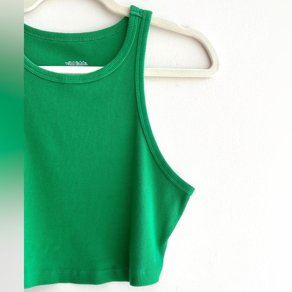 wild fable Bright Green Cropped Ribbed Racerback Tank Top, Size Large - Picture 4 of 15